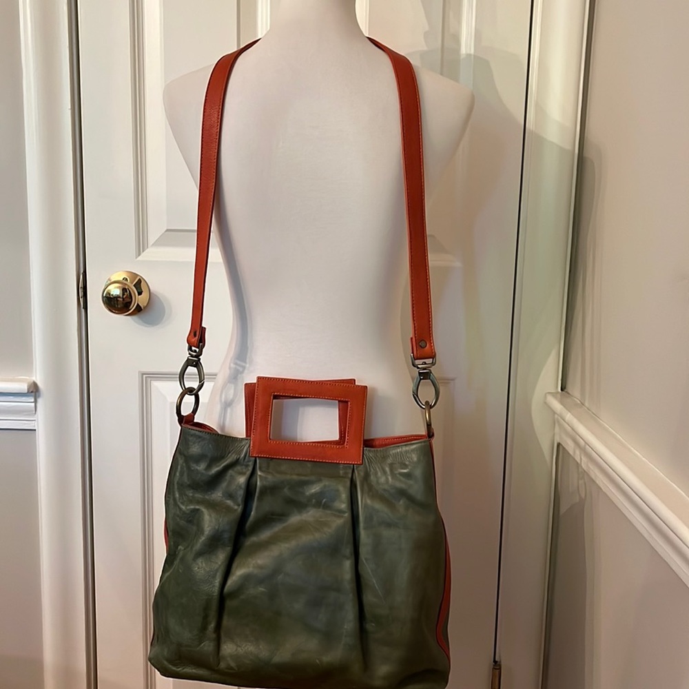 Bella Nova Vegan Leather Cross Body Bag Green